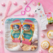 Sunglasses On Flip-flops In Beach Sand ペーパープレート (パーティー)