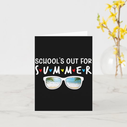 Sunglasses Palm Tree Beach School Out For Summer カード (黄色い花)