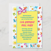 Sunglasses Summer Birthday Pool Party  招待状 (正面)