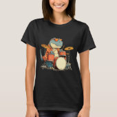 Sungles Rockstar Dinosaur With Cool Drums Costume  Tシャツ (正面)
