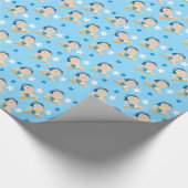 Sunhatのビーチのベビーの包装紙/青/男の子 ラッピングペーパー (角)