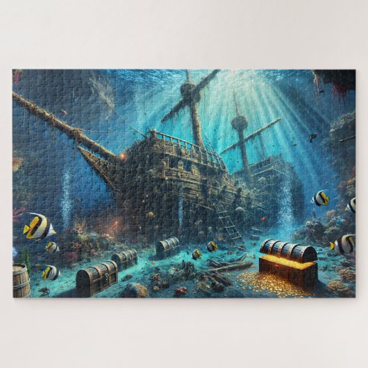 Sunken Pirate Shipwreck Nautical Deep Sea Treasure ジグソーパズル (横)