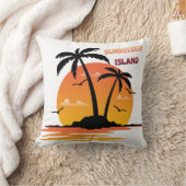 Sunkissed Island Retro Sunset Palm Tree Throw Pill クッション (ブランケット)