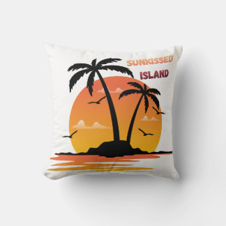 Sunkissed Island Retro Sunset Palm Tree Throw Pill クッション