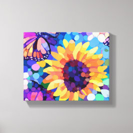 Sunlight & Butterflies Sunflower Canvas Art キャンバスプリント