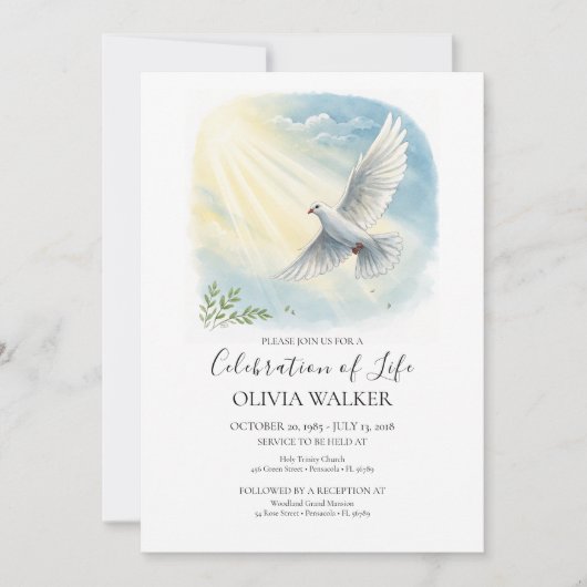 Sunlight Dove Funeral Celebration Invitation 招待状 (正面)