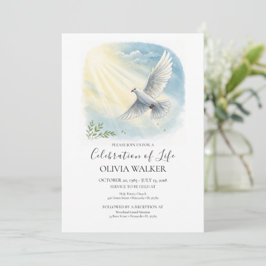 Sunlight Dove Funeral Celebration Invitation 招待状 (スタンド正面)