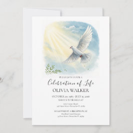 Sunlight Dove Funeral Celebration Invitation 招待状