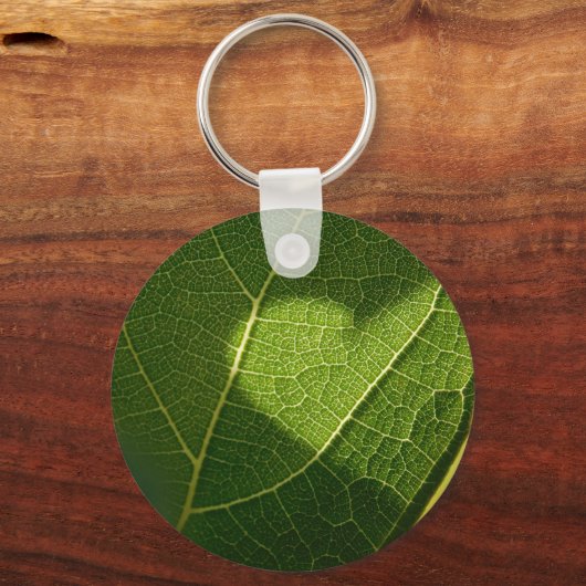 Sunlight Heart on Leaf Keychain キーホルダー (正面)