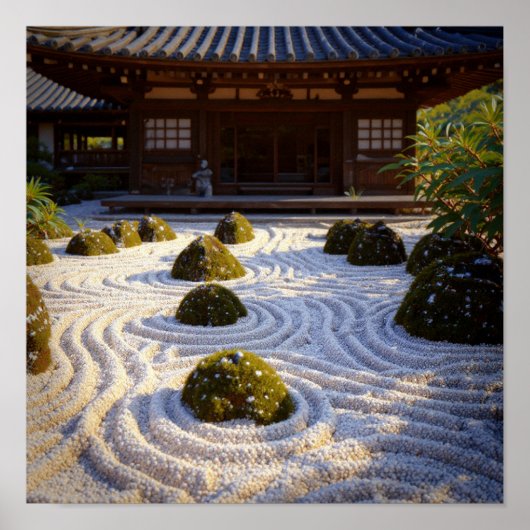 Sunlight & Shadows - Raked Gravel Zen Garden ポスター (正面)