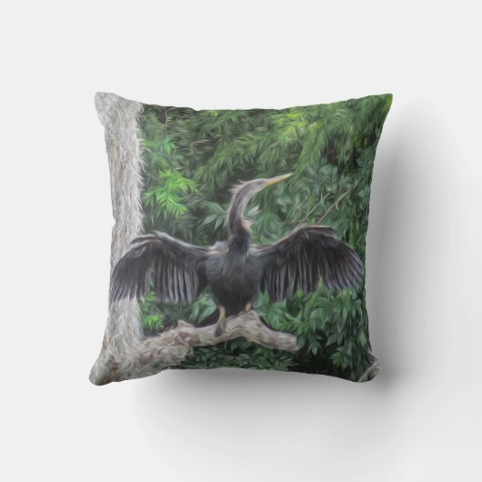 Sunlit Anhinga on a Mossy Branch  クッション (裏面)