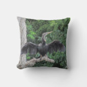 Sunlit Anhinga on a Mossy Branch  クッション (正面)