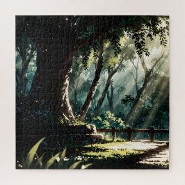 Sunlit anime forest glade ジグソーパズル