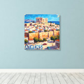 Sunlit Athens Acropolis View Canvas Art キャンバスプリント (インサイチュ (ウッドフロア))