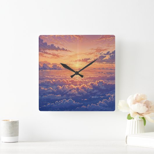 Sunlit Atmosphere - Vibrant Illustration Art Style スクエア壁時計 (ホーム)