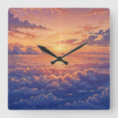 Sunlit Atmosphere - Vibrant Illustration Art Style スクエア壁時計 (正面)