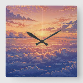 Sunlit Atmosphere - Vibrant Illustration Art Style スクエア壁時計