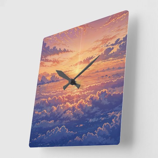 Sunlit Atmosphere - Vibrant Illustration Art Style スクエア壁時計 (傾斜)
