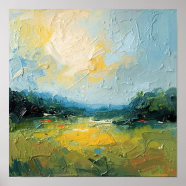 Sunlit Beach with Trees – Square Poster, Vibrant W ポスター