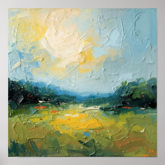 Sunlit Beach with Trees – Square Poster, Vibrant W ポスター