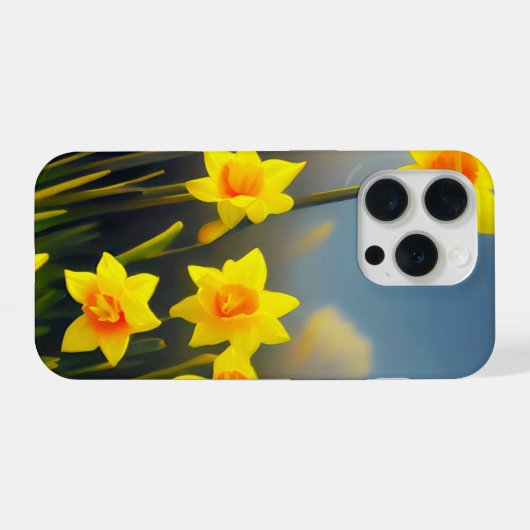 Sunlit Blooms: Golden Daffodils in Full Glory  iPhoneケース (裏面横)
