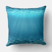 Sunlit Blue Ocean Underwater Scene クッション (裏面)