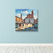 Sunlit Bologna Piazza Scene Canvas Art キャンバスプリント (インサイチュ (ウッドフロア))