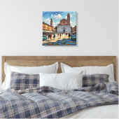 Sunlit Bologna Piazza Scene Canvas Art キャンバスプリント (インサイチュ (寝室))
