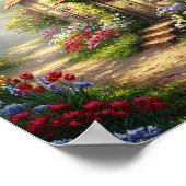 Sunlit Cottage & Flowers | Oil Masterpiece ポスター (角)