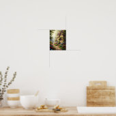 Sunlit Cottage & Flowers | Oil Masterpiece ポスター (キッチン)