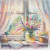 Sunlit Cottage Window Wildflowers シール (正面)