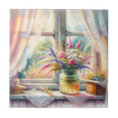 Sunlit Cottage Window Wildflowers タイル (正面)