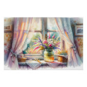 Sunlit Cottage Window Wildflowers ポスター (正面)