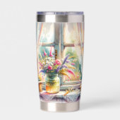 Sunlit Cottage Window Wildflowers 保温保冷タンブラー (背面)