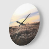 Sunlit Country Field- Rustic Photography Clock ラージ壁時計 (傾斜)