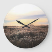 Sunlit Country Field- Rustic Photography Clock ラージ壁時計 (正面)