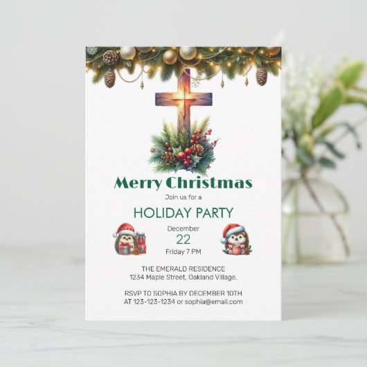 Sunlit Cross with Holly, Christmas 招待状 (スタンド正面)