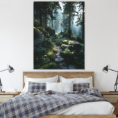 Sunlit Forest Path Through Ancient Pines キャンバスプリント (インサイチュ (寝室))