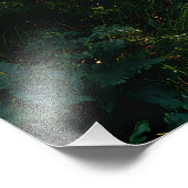 Sunlit Forest Path Through Ancient Pines フォトプリント (角)