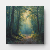 Sunlit Forest Path with Golden Glow — ファインアートキャンバス フォトプラーク (正面)