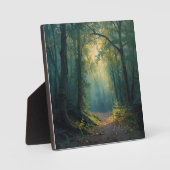 Sunlit Forest Path with Golden Glow — ファインアートキャンバス フォトプラーク (正面)