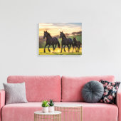 Sunlit Gallop – Majestic Horses Running Wall Art キャンバスプリント (インサイチュ (リビング))