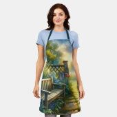 Sunlit Garden Pathway Gate Scene エプロン (着用した状態)