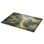 Sunlit Garden Pathway Gate Scene カッティングボード (角)