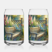 Sunlit Garden Pathway Gate Scene ガラス缶 (正面)