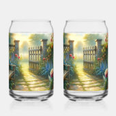 Sunlit Garden Pathway Gate Scene ガラス缶 (左)