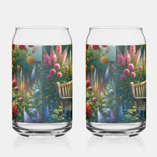 Sunlit Garden Pathway Gate Scene ガラス缶 (右)