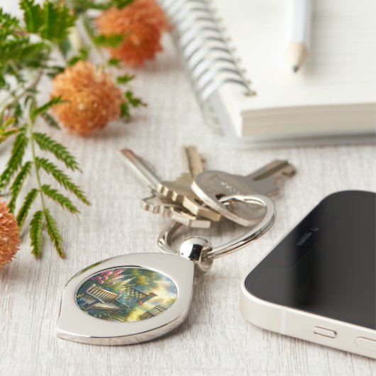 Sunlit Garden Pathway Gate Scene キーホルダー (側面)