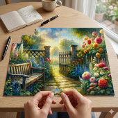 Sunlit Garden Pathway Gate Scene ジグソーパズル