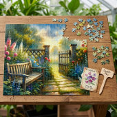 Sunlit Garden Pathway Gate Scene ジグソーパズル